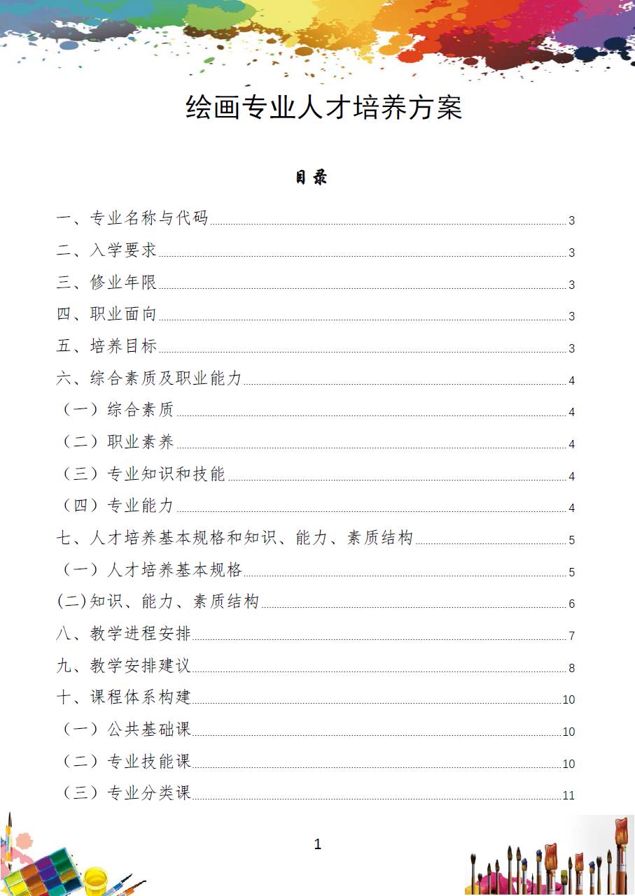 美术绘画专业人才培养方案