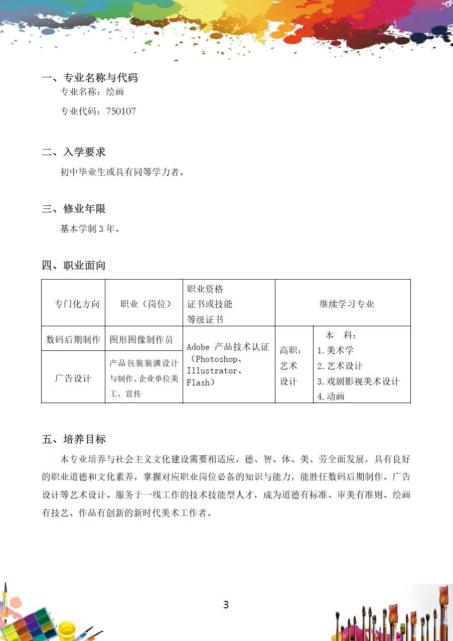 美术绘画专业人才培养方案