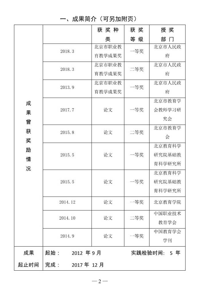 2018年职业教育国家级教学成果奖推荐书